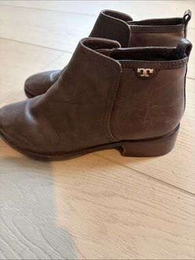 Tory Burch Dark Brown Leather Chukka Boots